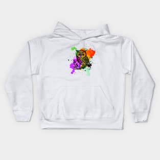 Owl with paint splash Kids Hoodie